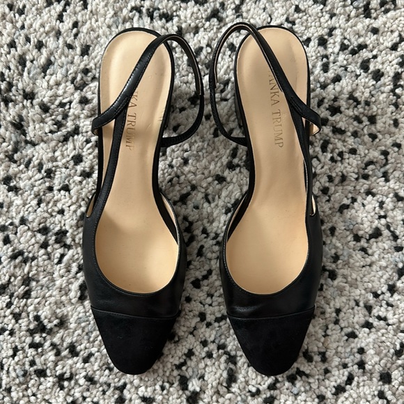 Black Leather Slingback Heels - Picture 3 of 8